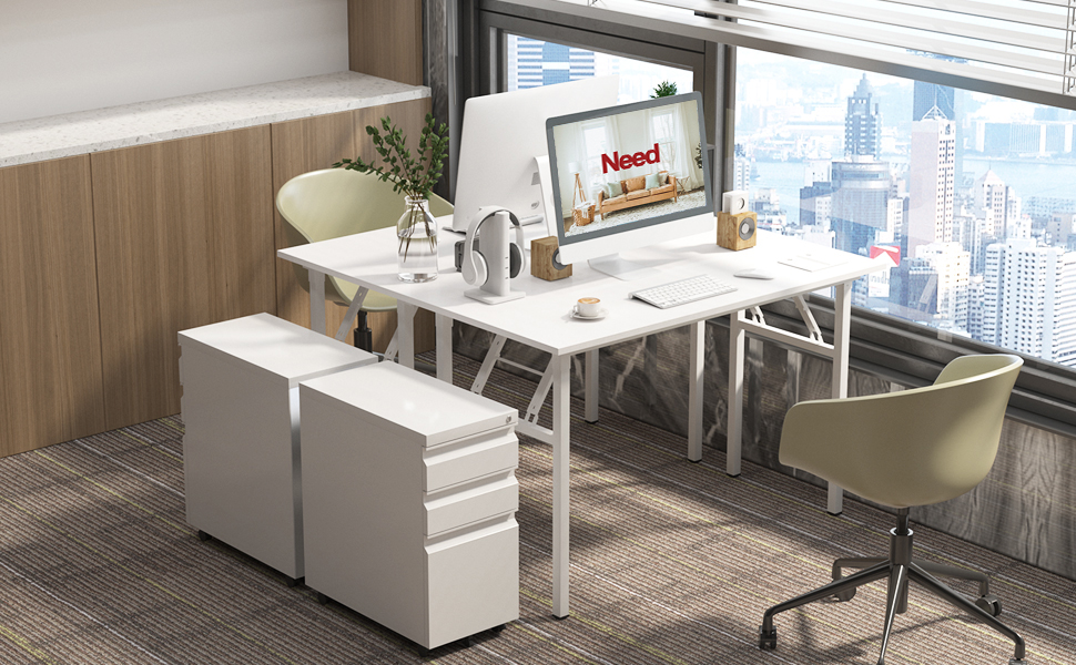 Розкладний стіл Комп'ютерний/Офісний/Конференційний 120x60 см з металевим каркасом, Колір: AC5AW (Білий)