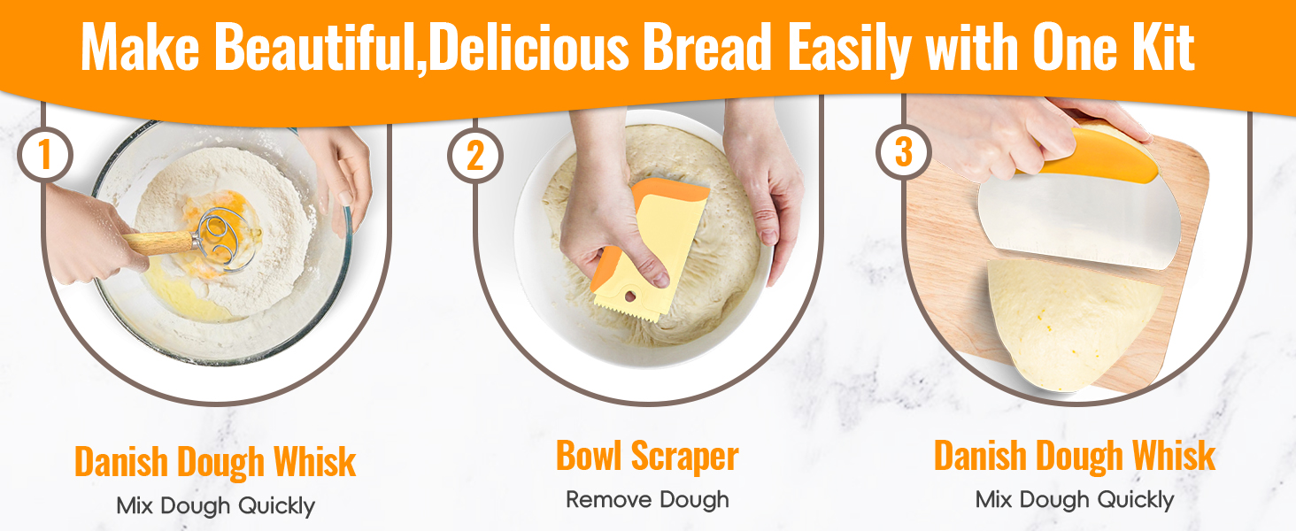 Набір для закваски та випікання хліба: корзини для бродіння (круглі 23 см, овальні 25 см) та аксесуари для випікання