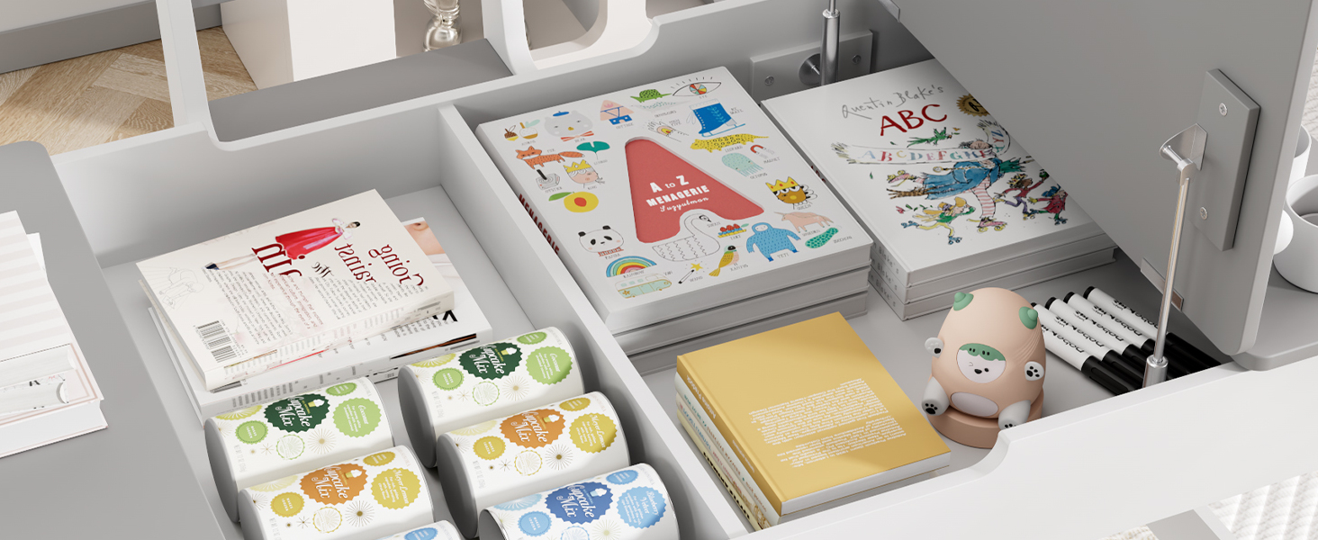 Дитячий стіл MAMIZO з 2 стільцями: дерев'яний стіл для ігор з місцем для зберігання, комплект меблів для дітей 3+ (сірий)