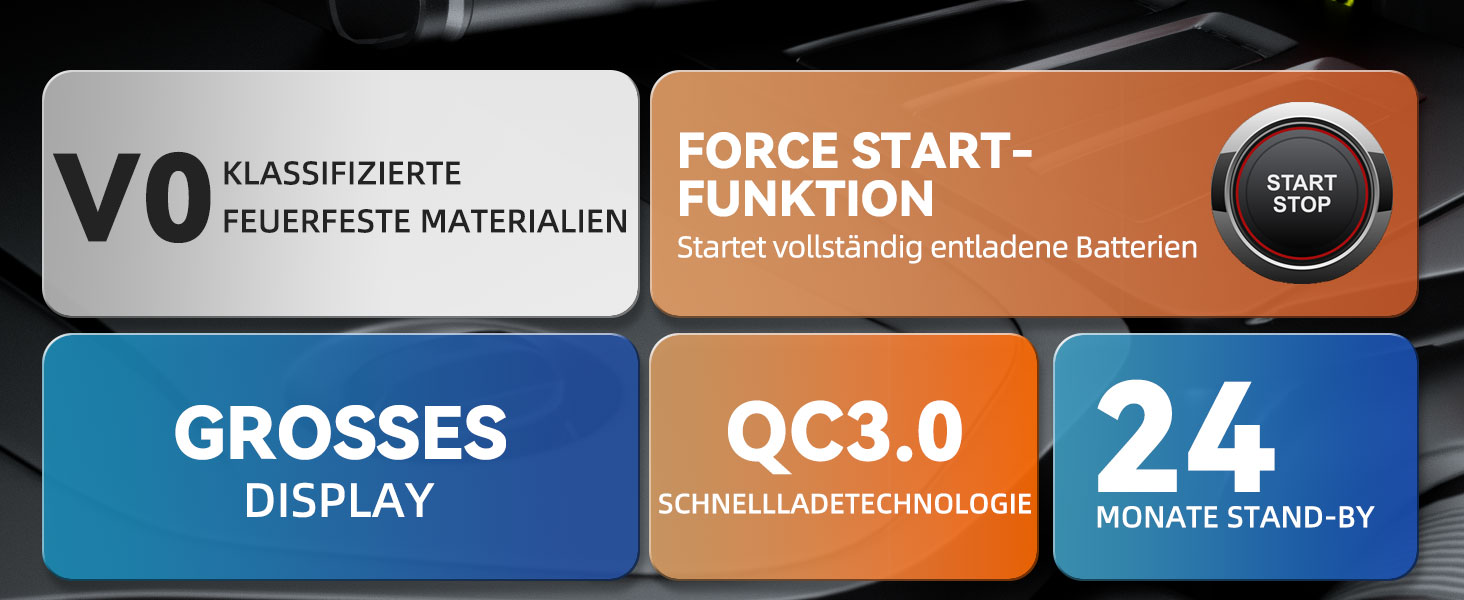 Powerbank Starthilfe 7000A: Автомобільний пусковий пристрій для 12V авто, бензин та дизель (до 12.0L), з LED ліхтариком та USB зарядкою