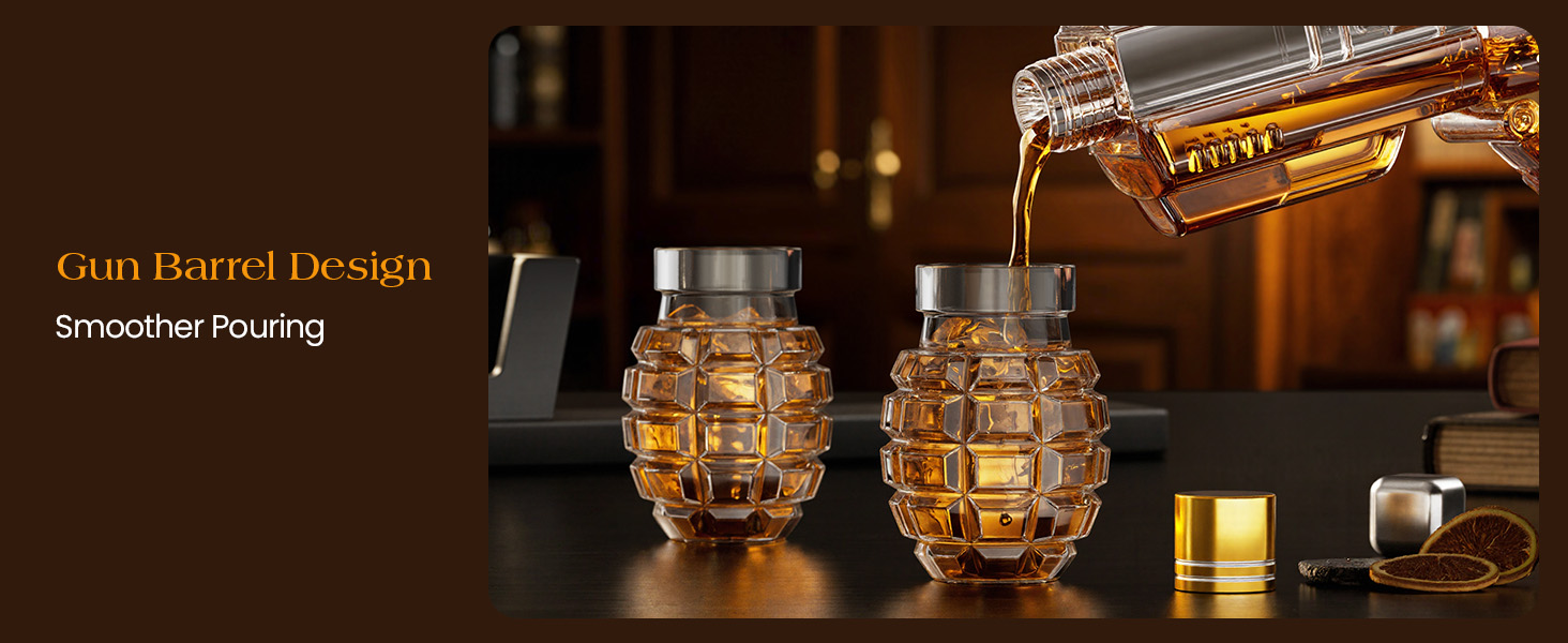 Набір для віскі Kollea з декальком та келихом у формі гранати, подарунок для чоловіків, батька, друга, військових, прозорий