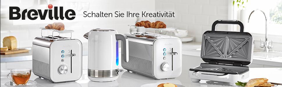Тостер Breville VTT676 для 2 скибок, білий – глянцева колекція, регулювання ступеня підсмажування