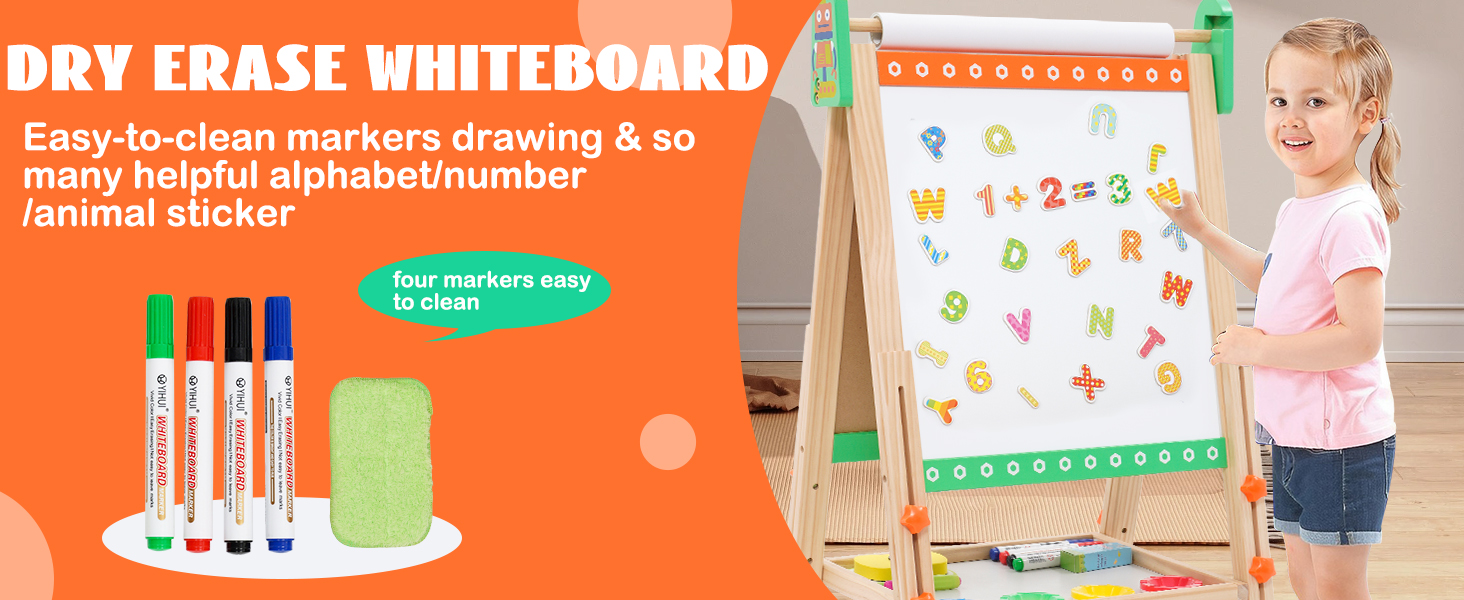 Дерев'яна мольберт Kinder Tafel з паперовою рулонкою, регульована висота, зелений колір