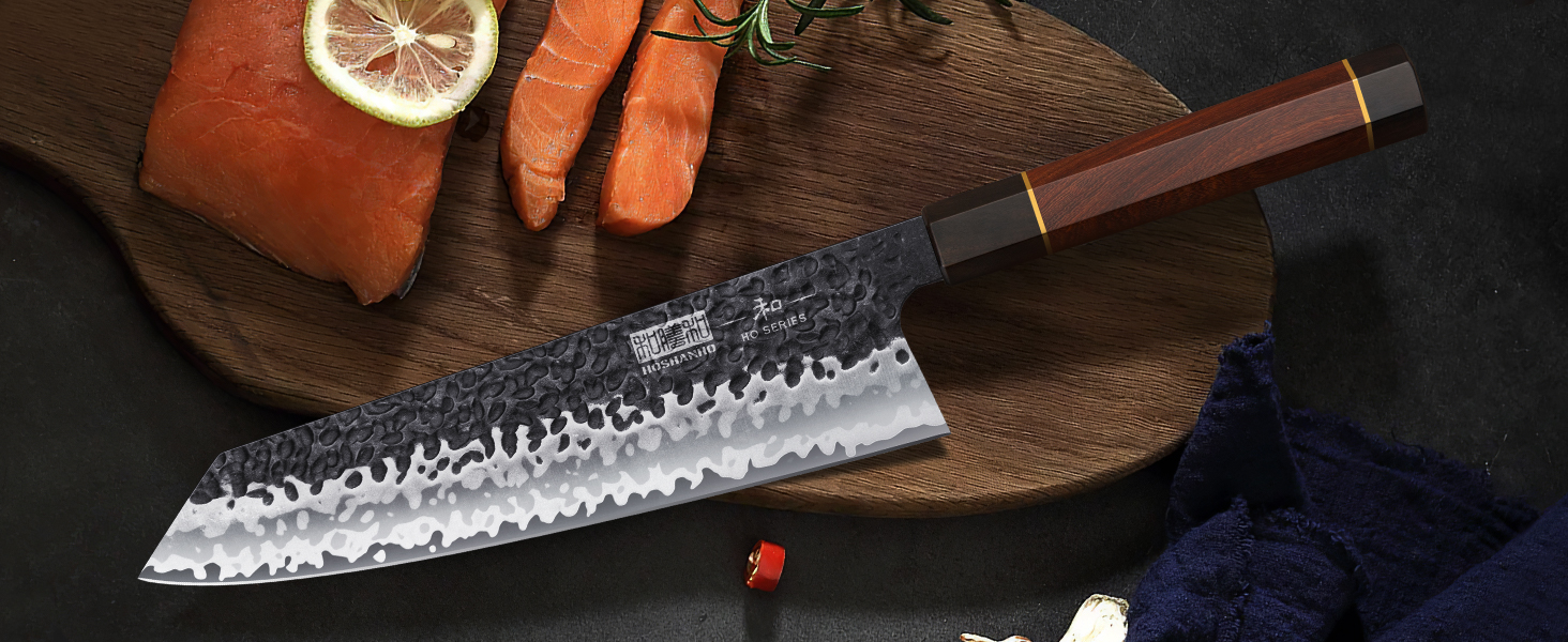 Японський ніж Santoku HOSHANHO 18 см з високоякісної сталі, кухонний ніж для професіоналів та дому, зручна ручка, подарункова коробка