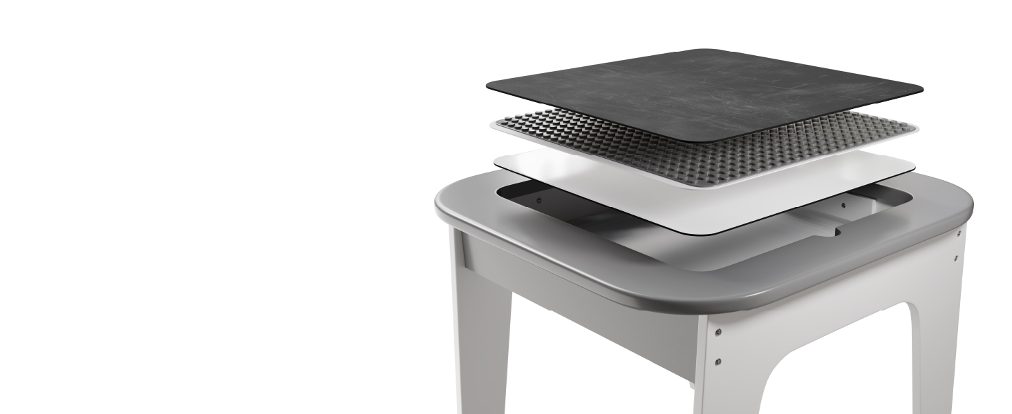 Дитяча меблева група Juskys Milou: стіл та 2 стільці - дерев'яний дитячий столик з місцем для зберігання, сірий колір