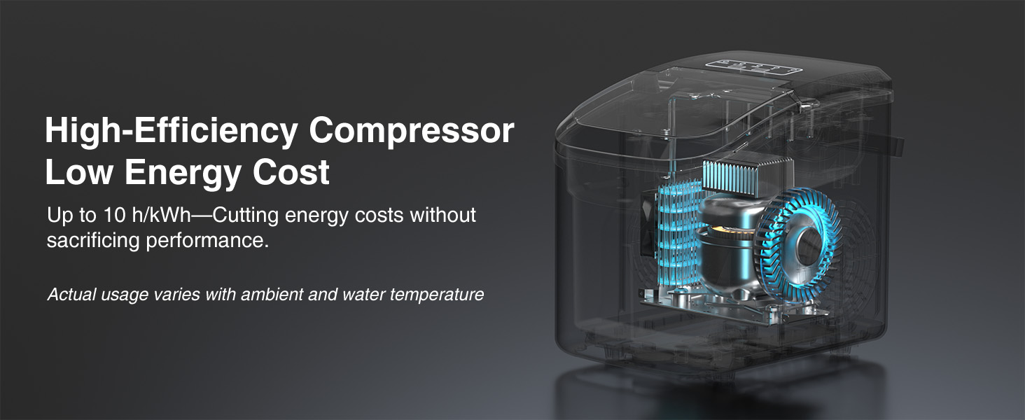 Crownful Машина для льоду портативна (Чорна) - Швидке виробництво льоду для дому та офісу