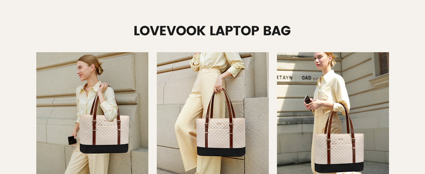 Сумка для ноутбука LOVEVOOK 15.6 дюймів для жінок з відділенням для ланчу, сумка-шоппер, ділова сумка, портфель, сумка для навчання, середнього розміру, водонепроникна, чорна
