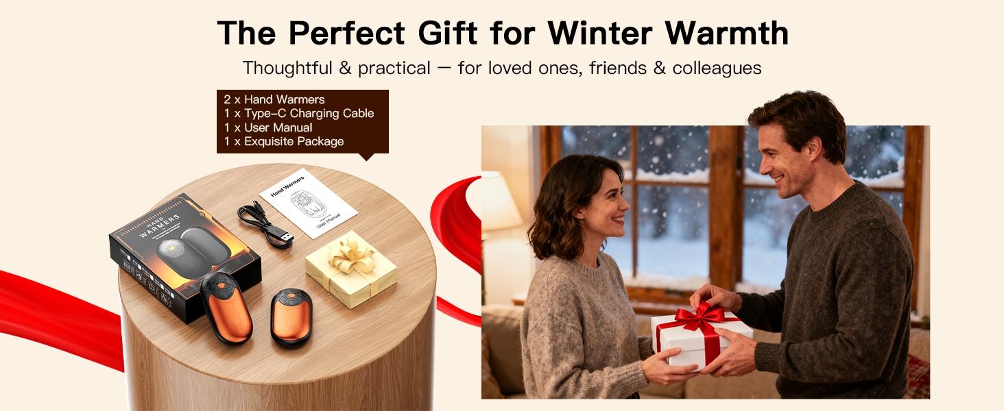 Електричний гріє для рук 2 шт. | Перезарядний кишеньковий гріє з 3 режимами нагріву, 6000mAh. Для жінок, чоловіків, кемпінгу, полювання, гольфу (Помаранчевий)