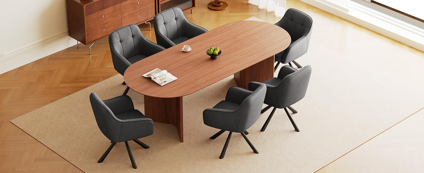 YOUDENOVA Комплект з 2-х обідніх стільців, 360° обертання з підлокітниками, оксамитовий м'який стілець для обідньої кімнати, кухні, вітальні та офісу, стільці для обідньої кімнати темно-сірий, комплект 2 шт.