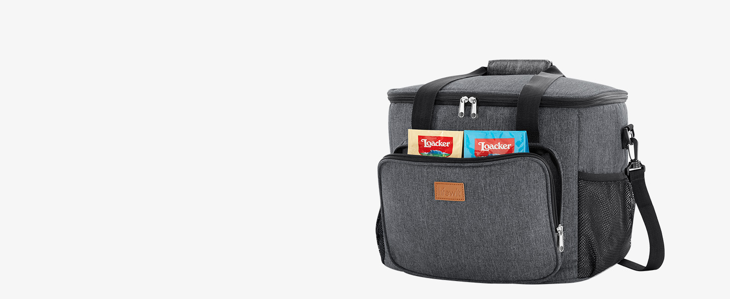 Термосумка-холодильник Lifewit 24л сіра, ізольована сумка-ланчбокс для пікніка, роботи, пляжу та подорожей. Складана, водонепроникна сумка-холодильник через плече.