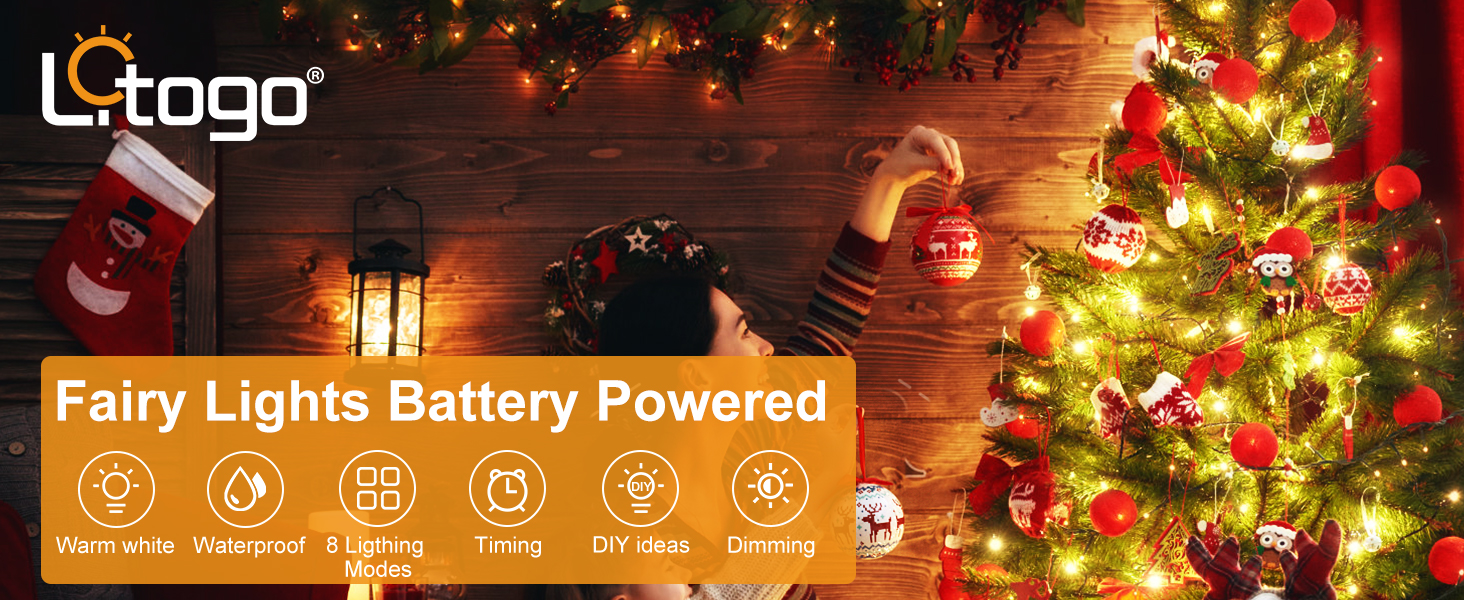 Льотова гірлянда на батарейках, 5 метрів, 50 LED, з таймером та пультом, 8 режимів, вологостійка, тепле біле світло, для декору, 6 шт.