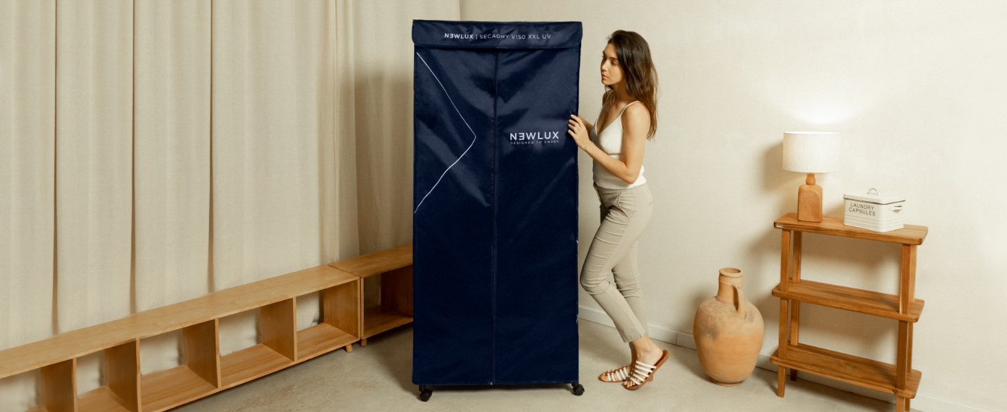 Портативний електричний сушарка для білизни Newlux Secadry (1200W) з UV-дезінфекцією, місткість 15 кг, 4 режими, синій