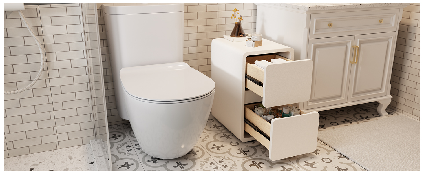 Нічний столик AQIMUELE, білий, з 2 шухлядами, 30 см, без встановлення, шкіряна поверхня