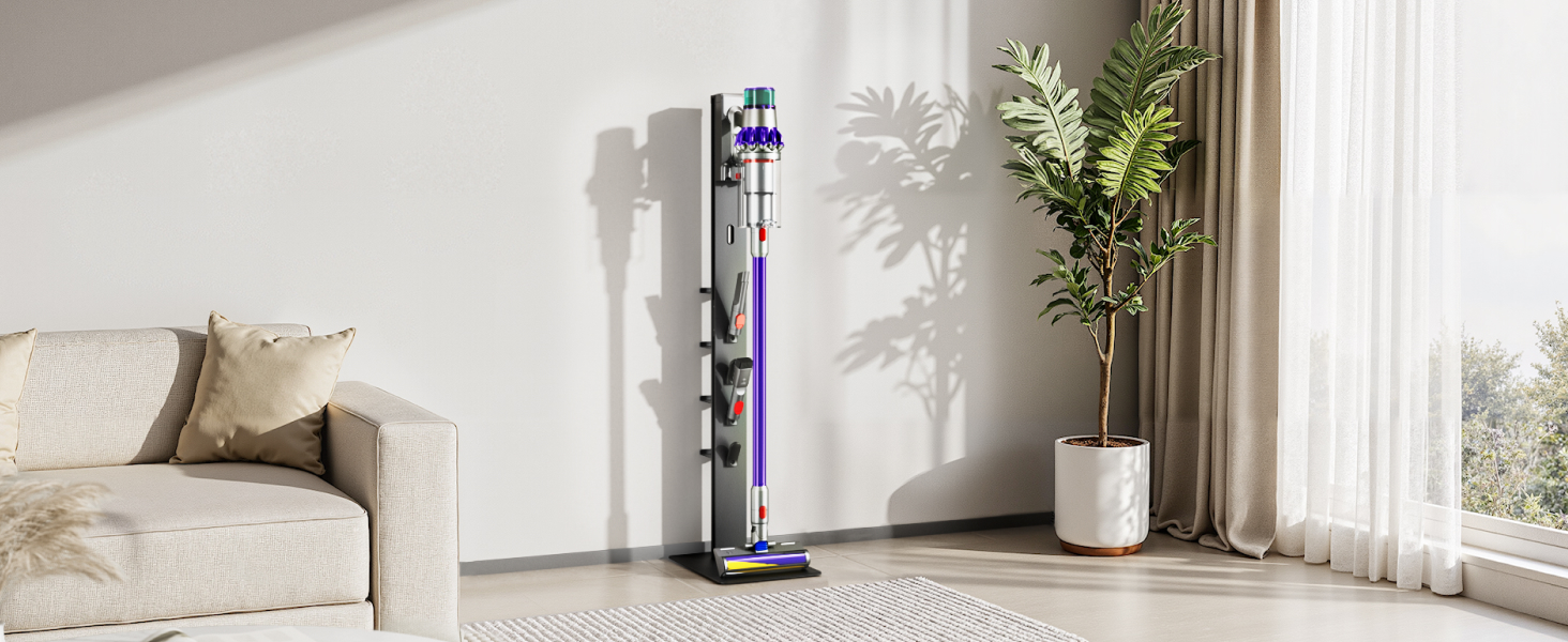 Підставка для акумуляторного пилососа Dyson з 4 гаками та 4 полицями (Gen5, V15, V12, V11, V10, V8, V7, V6) без свердління