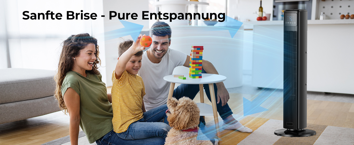 Вентилятор підлоговий PNTCK з пультом ДУ, 91 см, 4 режими, 4 швидкості, таймер 12 год, осциляція 90°, для спальні, вітальні, офісу