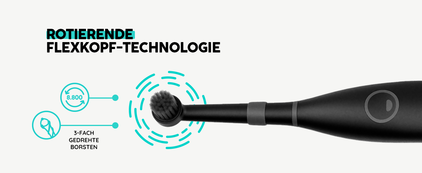 Електрична зубна щітка Happybrush Eco R2 - екологічна, з ротаційним механізмом, чорна, з 3 насадками та пастою. Рекомендовано експертами.