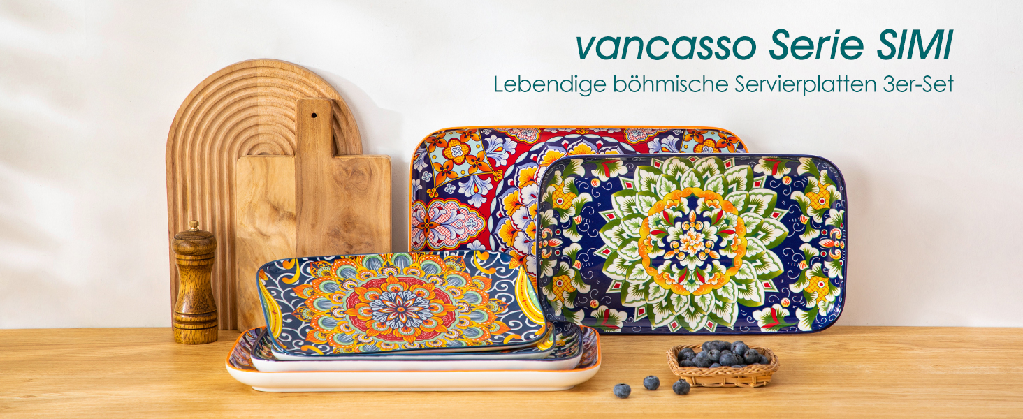 Набір посуду SIMI 18 предметів для 6 осіб, порцеляна, богемський стиль
