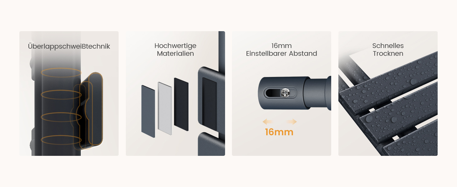 Електричний рушникосушар EMKE з термостатом 1320x500 мм, білий, 800W