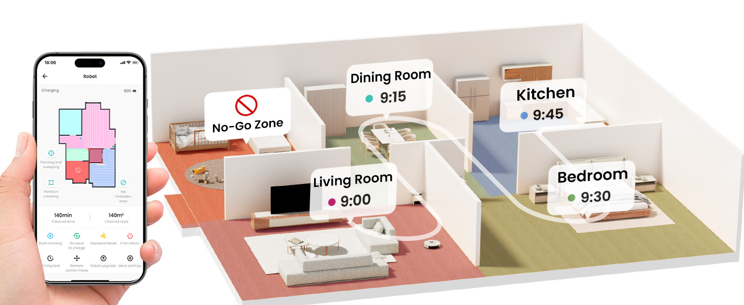 Робот-пилосос LEFANT M2Plus з функцією миття підлоги, 6000Pa, LiDAR-навігація, самоочищення, ідеальний для видалення шерсті тварин