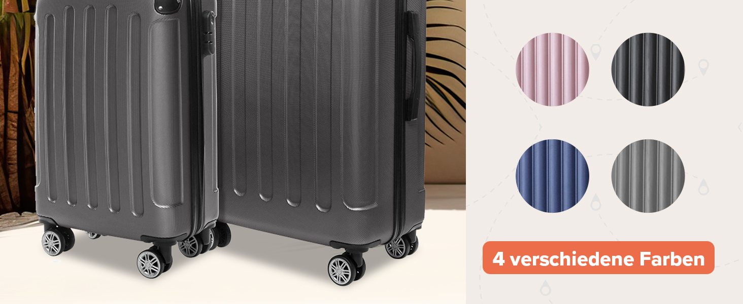 Набір валіз TRVLMORE: 2 валізи (сірий) - міцний корпус, набір для подорожей