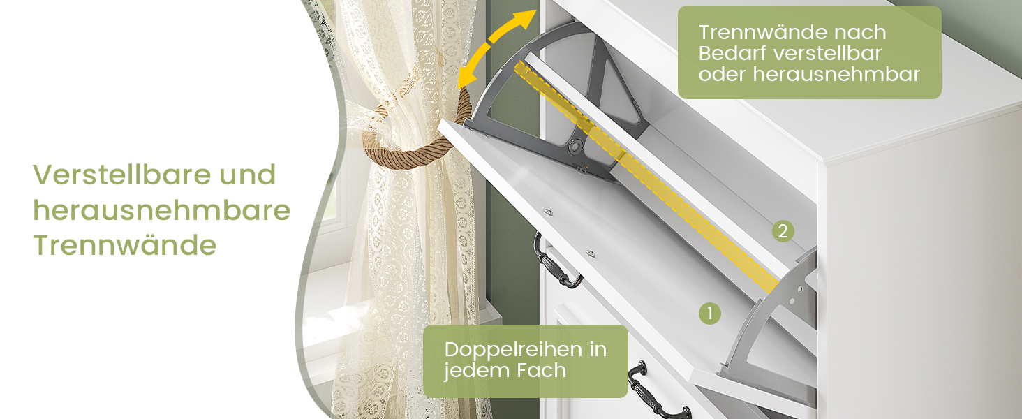 Шкаф для взуття Brinlawb з 3 дверцятами, білий. Комод для взуття, полиця для взуття з регульованими перегородками, для 14-18 пар. Дерев'яний шкаф для вхідної зони, коридору, вітальні.