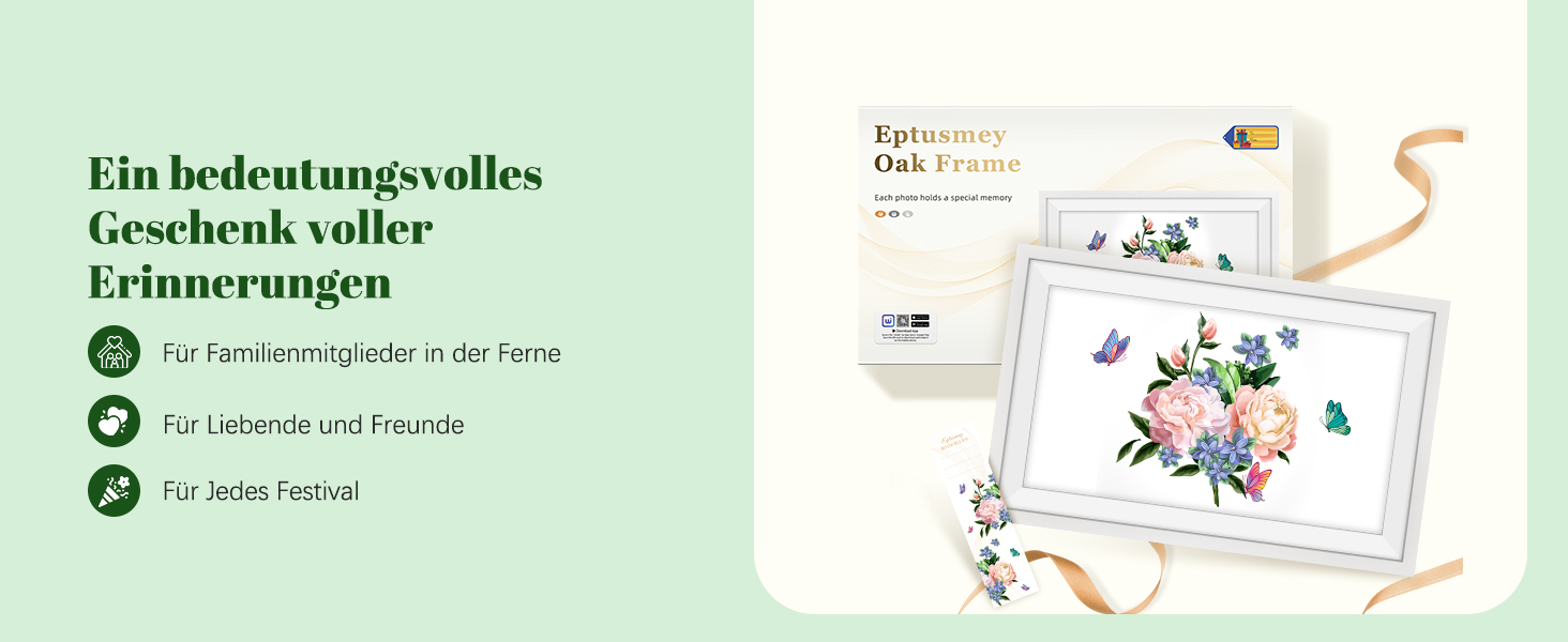 Цифровий фоторамка Eptusmey з Wi-Fi, 10.1 дюймів, корпус з дуба, 32GB, HD IPS сенсорний екран 1280x800, відтворення фото/відео через Uhale APP, подарунок для чоловіків та жінок, колір: білий дуб