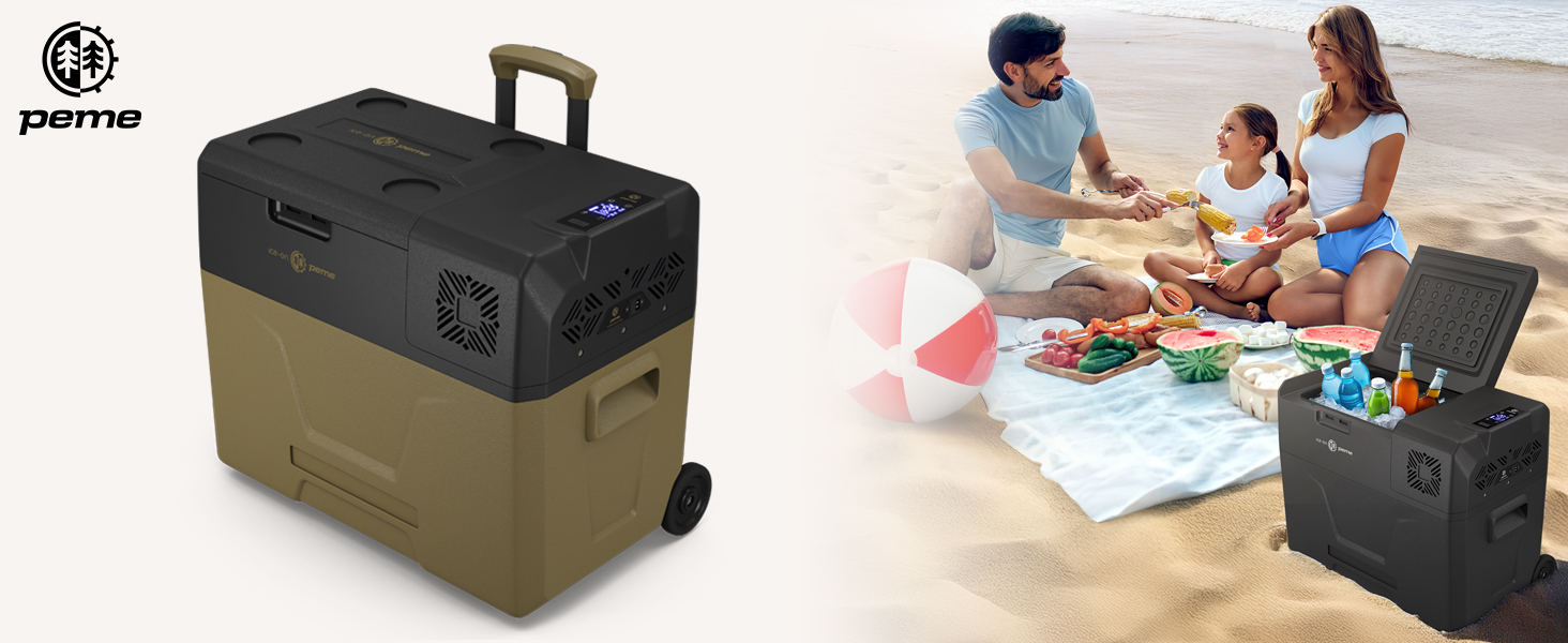 Автомобільний компресорний холодильник Peme Expedition XL Storm Sand 27/39L: Електричний, для авто, кемпінгу, з підігрівом та функцією морозильної камери (12/24V, 220-240V)