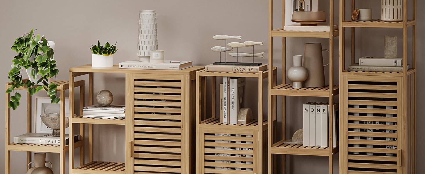 Бамбуковий шафка для ванної кімнати Bellamio Newa Badregal – 5 полиць, 140x33x33 см