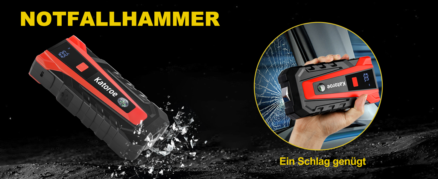 Powerbank Starthilfe 4000A: Зарядний пристрій для автомобіля, SUV та мотоцикла з LED ліхтариком. Підходить для бензинових двигунів до 9.0L та дизельних до 7.0L.