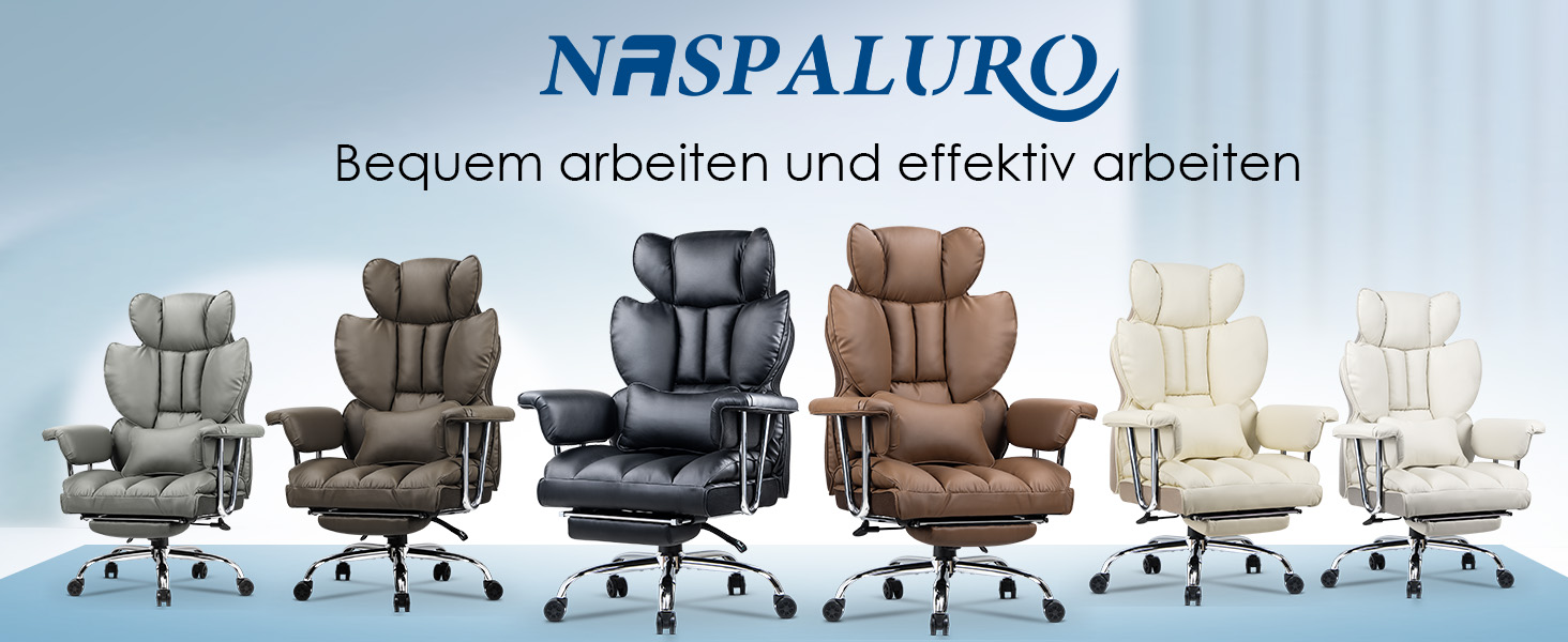 Офісний крісло NaspaLuro з підставкою для ніг, ергономічне, з підтримкою попереку, з високою спинкою, для дому та офісу, сірого кольору (білий 2, 77x66x134 см)