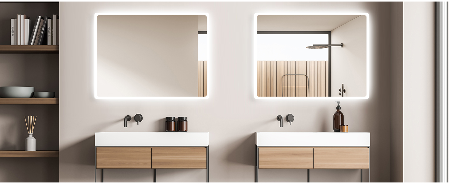 Дзеркало для ванної кімнати SONNI з підсвічуванням 80x60 см, IP44, холодне біле світло