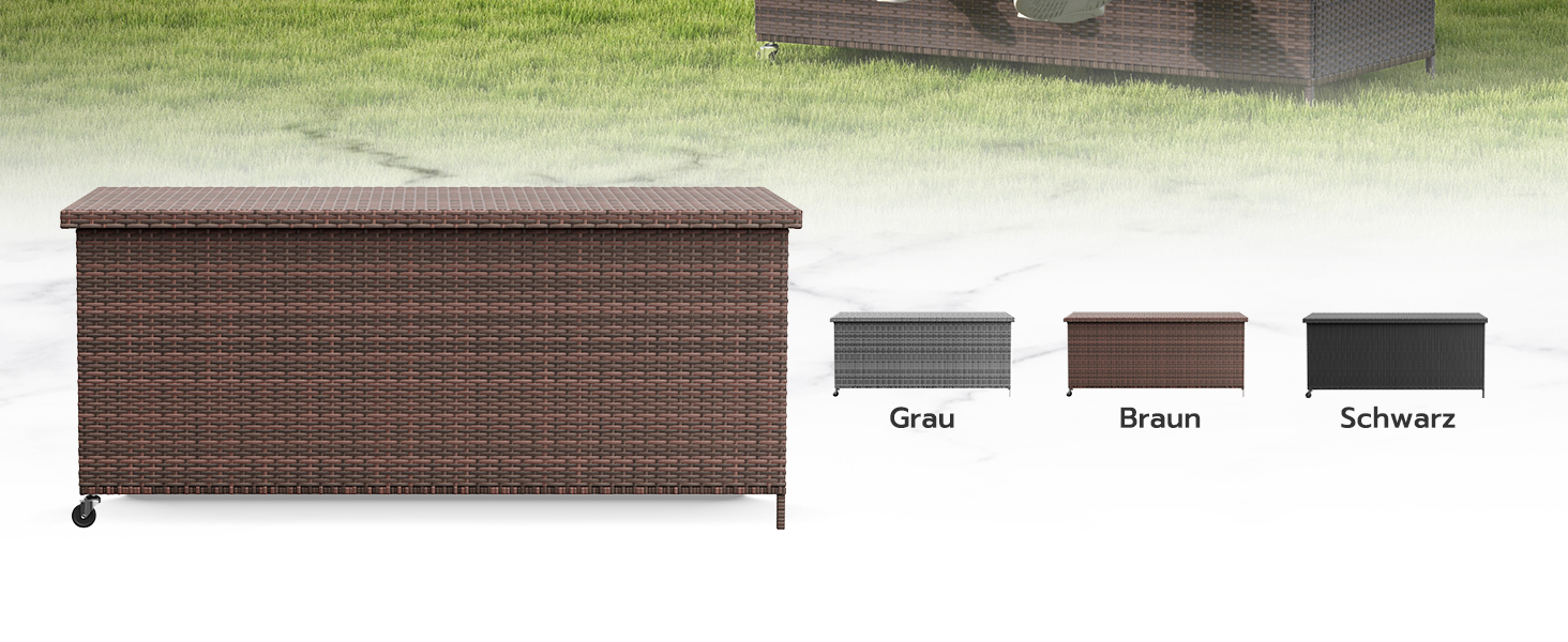 Водонепроникний садовий ящик-бокс UDPATIO з колесами 480л (138x61 см), коричневий - для саду, балкону, зберігання