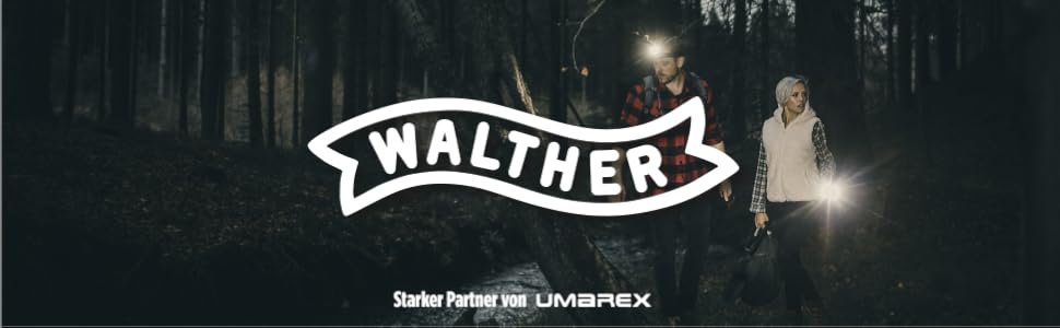 Налобний ліхтар Walther HLC1r, акумуляторний, налобний ліхтар USB, водонепроникний IPX6, з акумулятором 18350, зарядний кабель, кліпса MOLLE, ремінець на зап'ястя та запасна прокладка