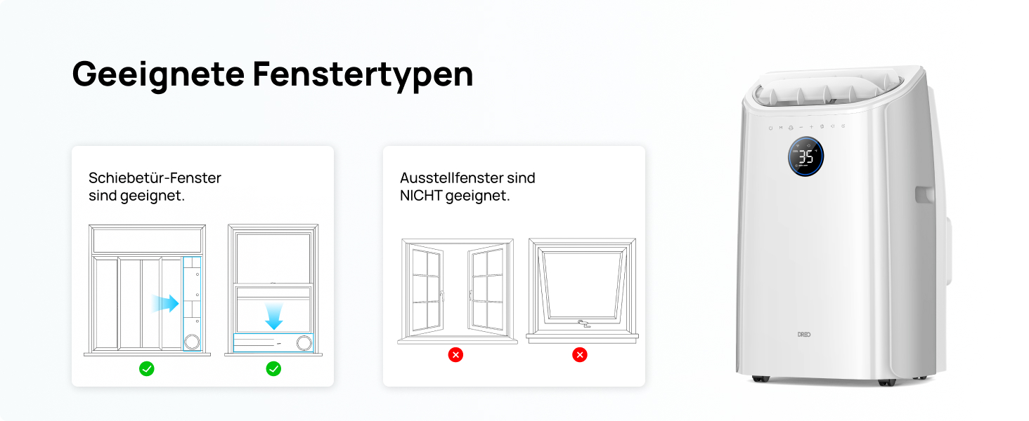 Мобільний кондиціонер Dreo 10000 BTU з охолодженням без дренажу, керуванням через додаток/голос/пульт, таймером 24 години та функцією вентилятора/зневожувача, AC515S