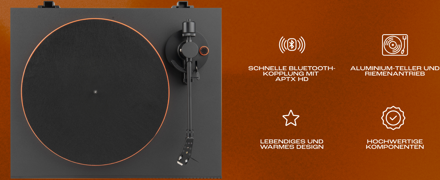 Програвач вінілу JBL Spinner BT з Bluetooth та aptX HD, чорний/золотий – високоякісний вініловий програвач