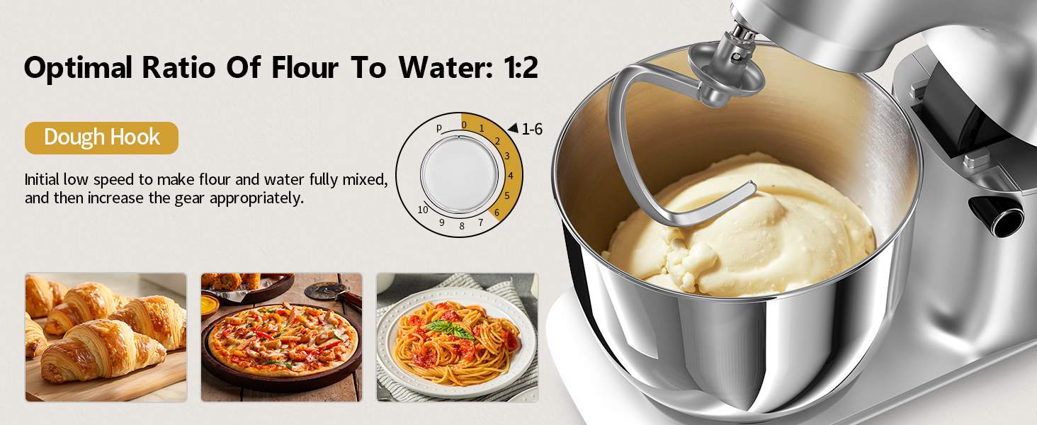 Кухонна машина Vezzio для випічки з планетарним міксером, 5.5л, 1500W, з набором насадок (крюк, вінчик, захист від бризок)