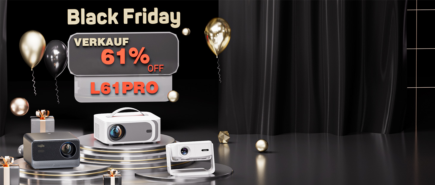 Портативний проєктор Beamer 4K з Dolby Audio, HDR10, WiFi6, Bluetooth 5.4, Auto Fokus, для домашнього кіно та перегляду спортивних подій, білий