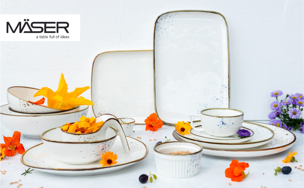 Набір кавових чашок MÄSER Serie Pintar, 8 предметів, блакитний, порцеляна, вінтажний стиль