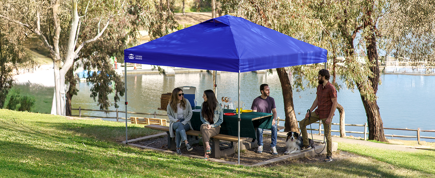 Павільйон CROWN SHADES 3x3: Водостійкий, стабільний, зимостійкий, захист від сонця UV 50+, для кемпінгу, саду та відпочинку. Сірий в клітинку.