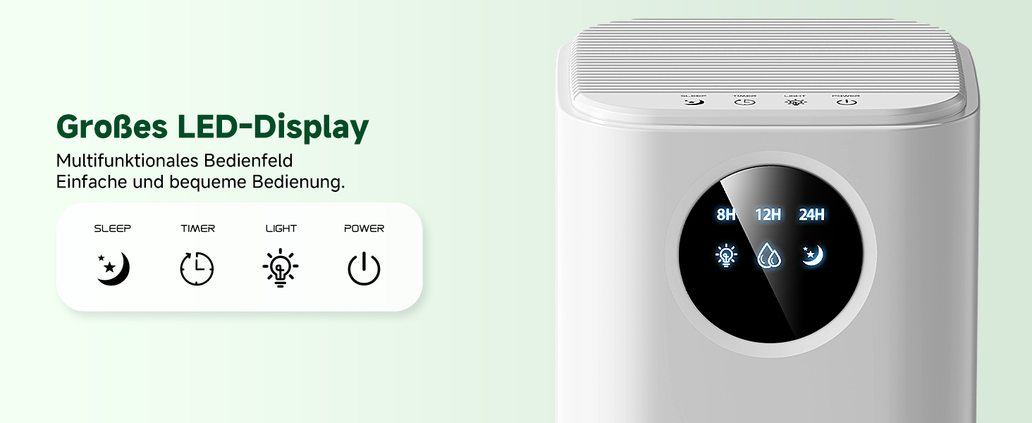 Електричний осушувач повітря 1800 мл - тихий осушувач для дому з автовимкненням, режимом сну та таймером 24 години