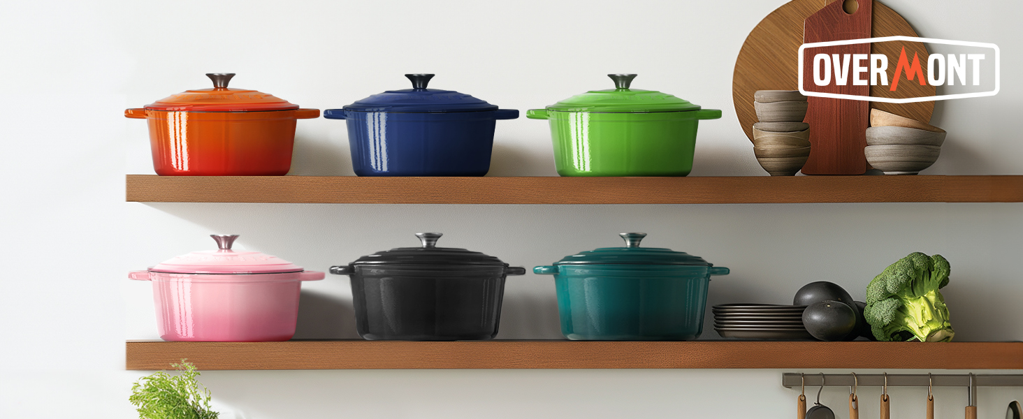 Чавунна казан-каструля Overmont з емалевим покриттям, 26 см, 5.2 л, індиго-синя — універсальний сотейник з кришкою для запікання та тушкування, підходить для духовки