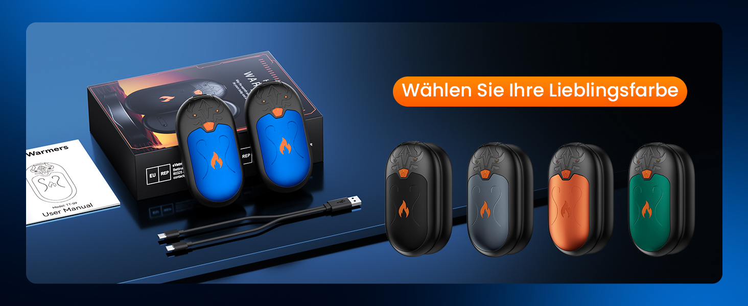 Електричні грілки для рук, 2 шт. з підзарядкою, 24 години тепла, 3 режими нагріву, портативні для жінок, чоловіків та пацієнтів з синдромом Рейно (блакитні)