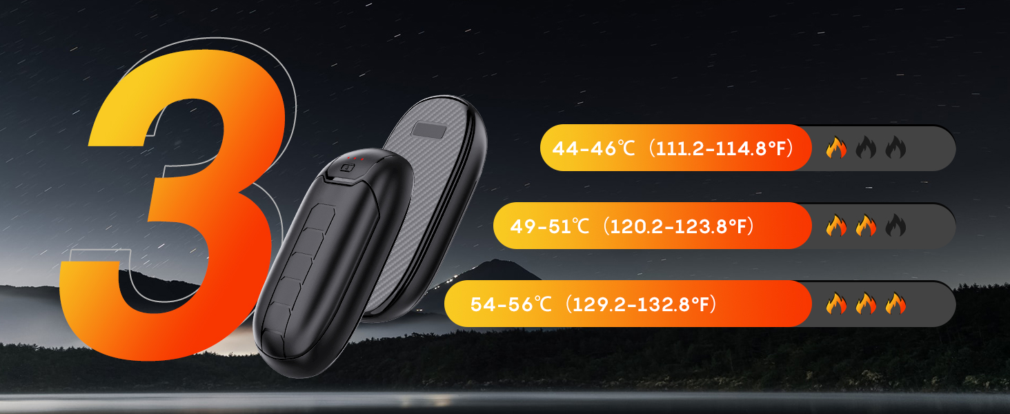 Електричний грієчка для рук, перезаряджається, з магнітом, 7 годин тепла, 3 режими, до 56°C, USB-C, для Рейно, гольф, спорт на відкритому повітрі, чорний N1