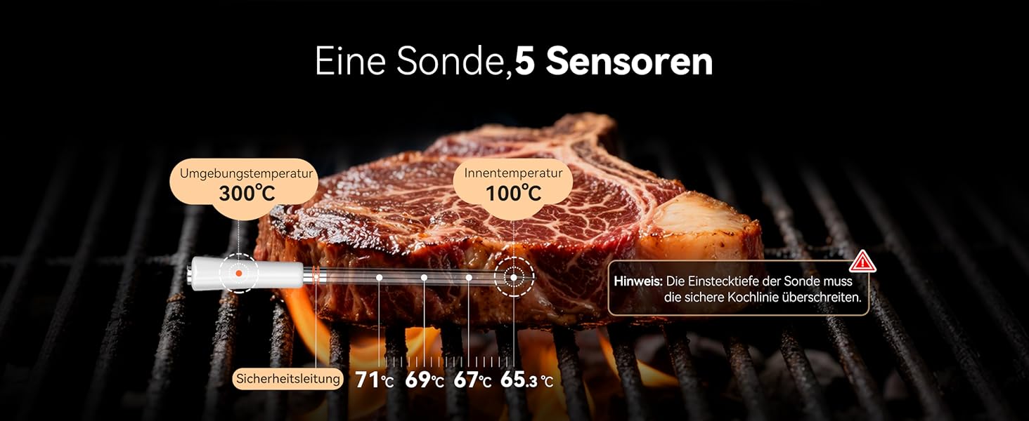 Термометр для м'яса Inkbird INT-11S-B: Бездротовий термометр-щуп з Bluetooth, IP67, для приготування на грилі, BBQ, духовці та коптильні