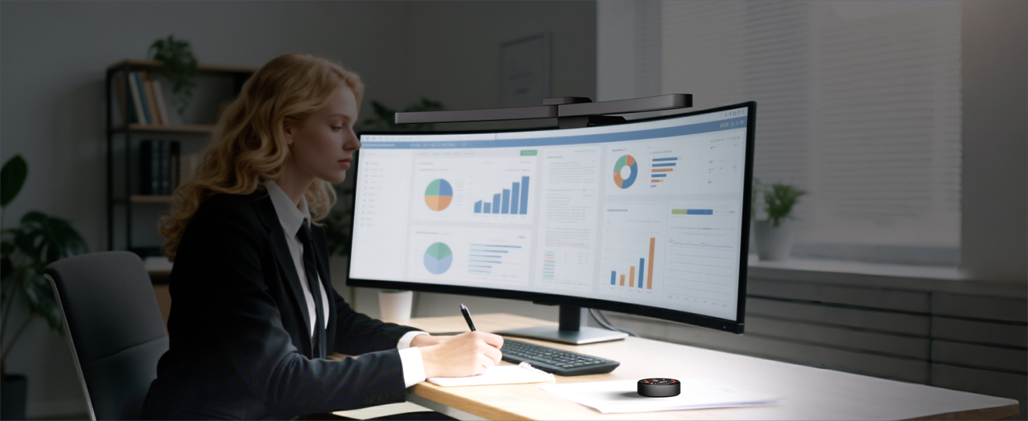 Quntis Лампа для монітора з регулюванням кута та пультом дистанційного керування, 66 см, тепле світло, авто-диммування, без мерехтіння, захист від блакитного світла, настільна лампа