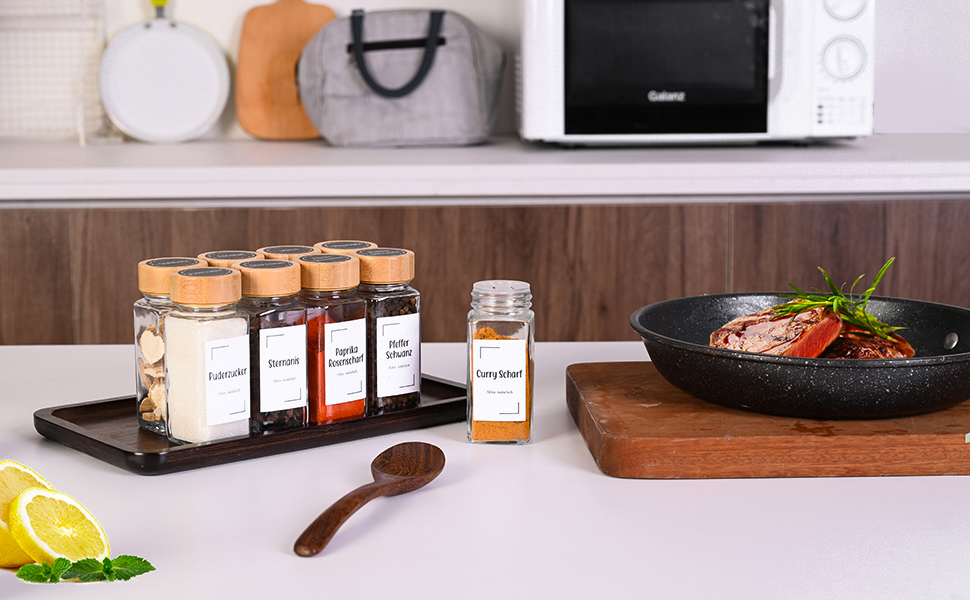 Набір бамбукових контейнерів для спецій на 24 шт. (120 мл) з воронками та етикетками