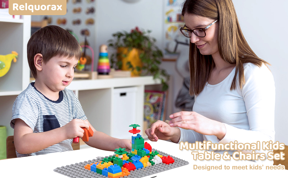 Дитячий стіл зі стільцями, ігровий стіл для дітей з місцем для зберігання. Набір меблів для дитячої кімнати (Сірий)