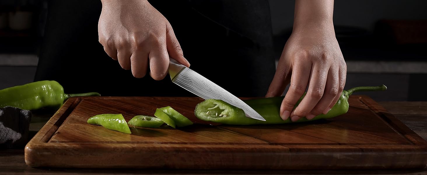 Набір кухонних ножів YOTSUBA 8 предметів з дерев'яним блоком, точилка, ножиці, кухонні ножі з нержавіючої сталі