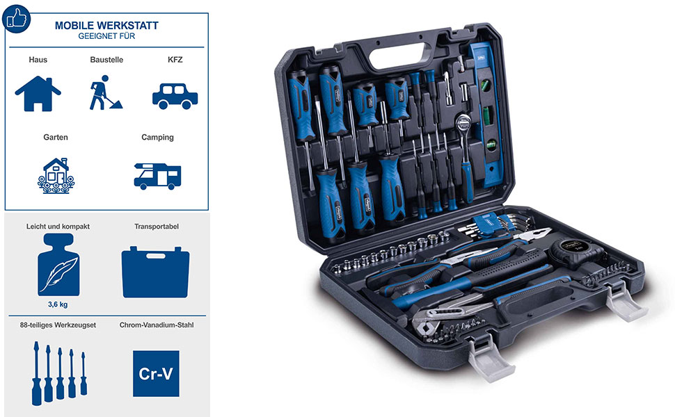Набір інструментів Scheppach TB90 (97 предметів) в кейсі - професійний набір з гумовими ручками, біти, викрутки, шестигранники