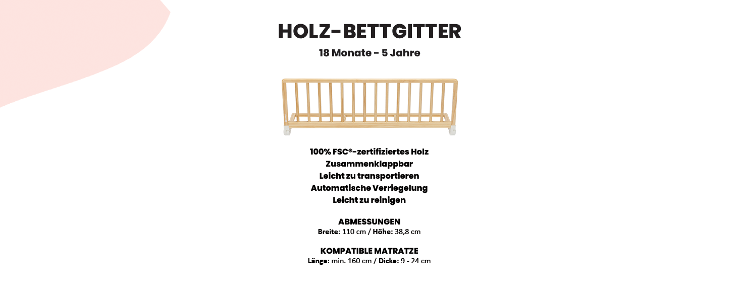 Бортик для ліжка Safety 1st портативний, сірий (18 міс. – 5 років) – захист від випадання, легкий монтаж, автоматичний замок